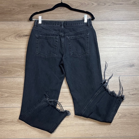 Free People Jeans Maggie Straight Size 27 4 Black Distressed Denim We The Free - Picture 2 of 7